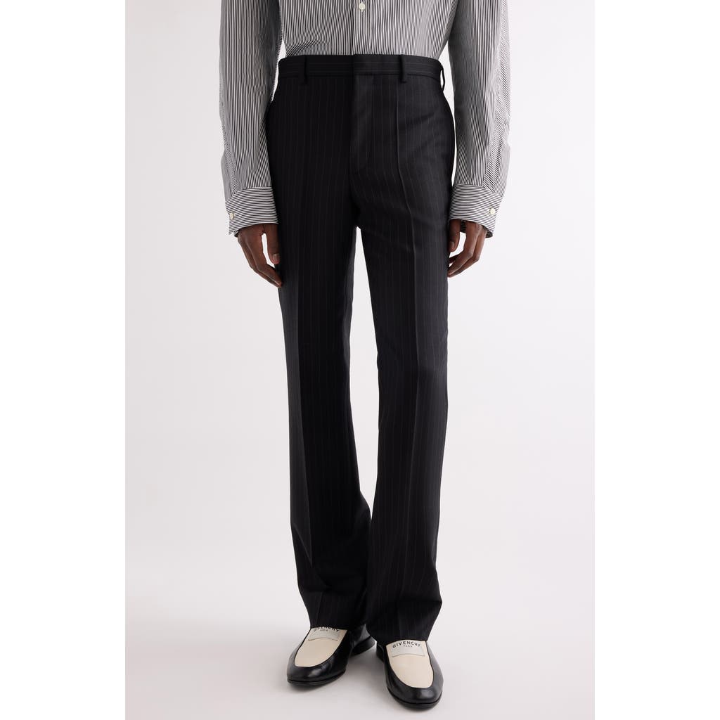 Givenchy Classic Fit Pinstripe Flat Front Wool Suit Pants In Black