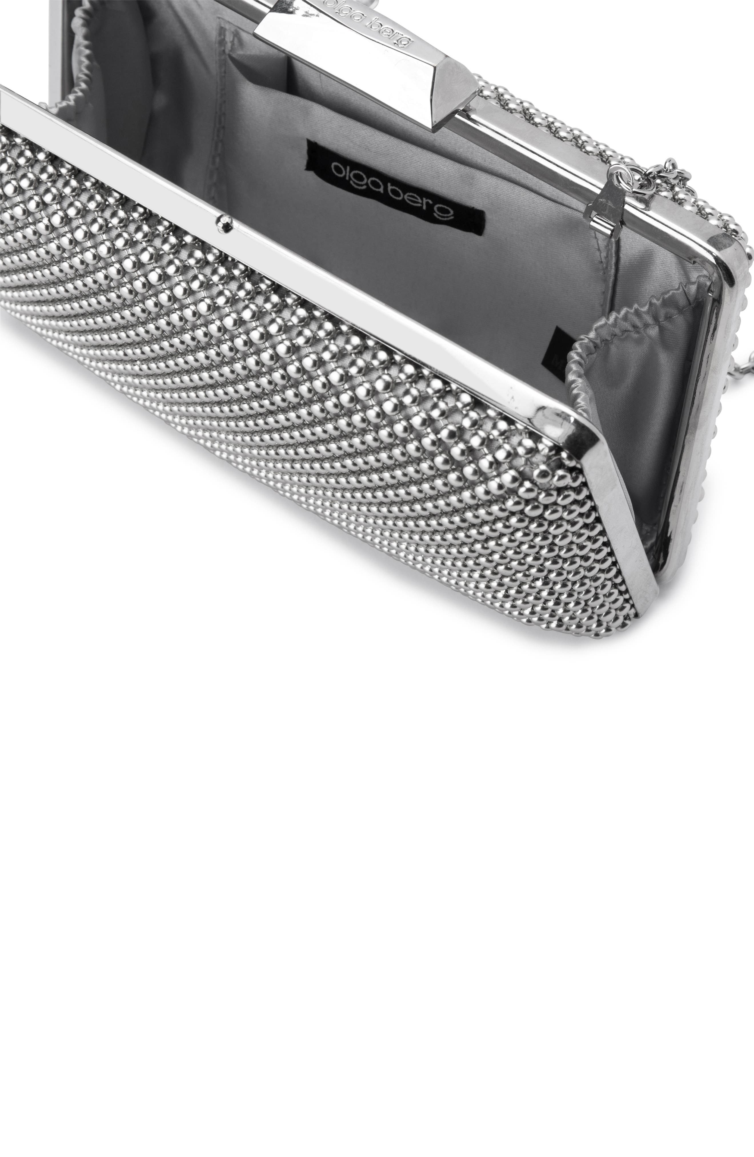 Natasha Mesh Clutch, Alternate, color, SILVER