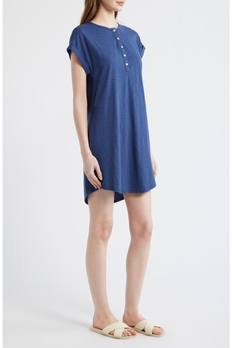Placket Cap Sleeve Dress, Alternate, color, MIDNIGHT SURF