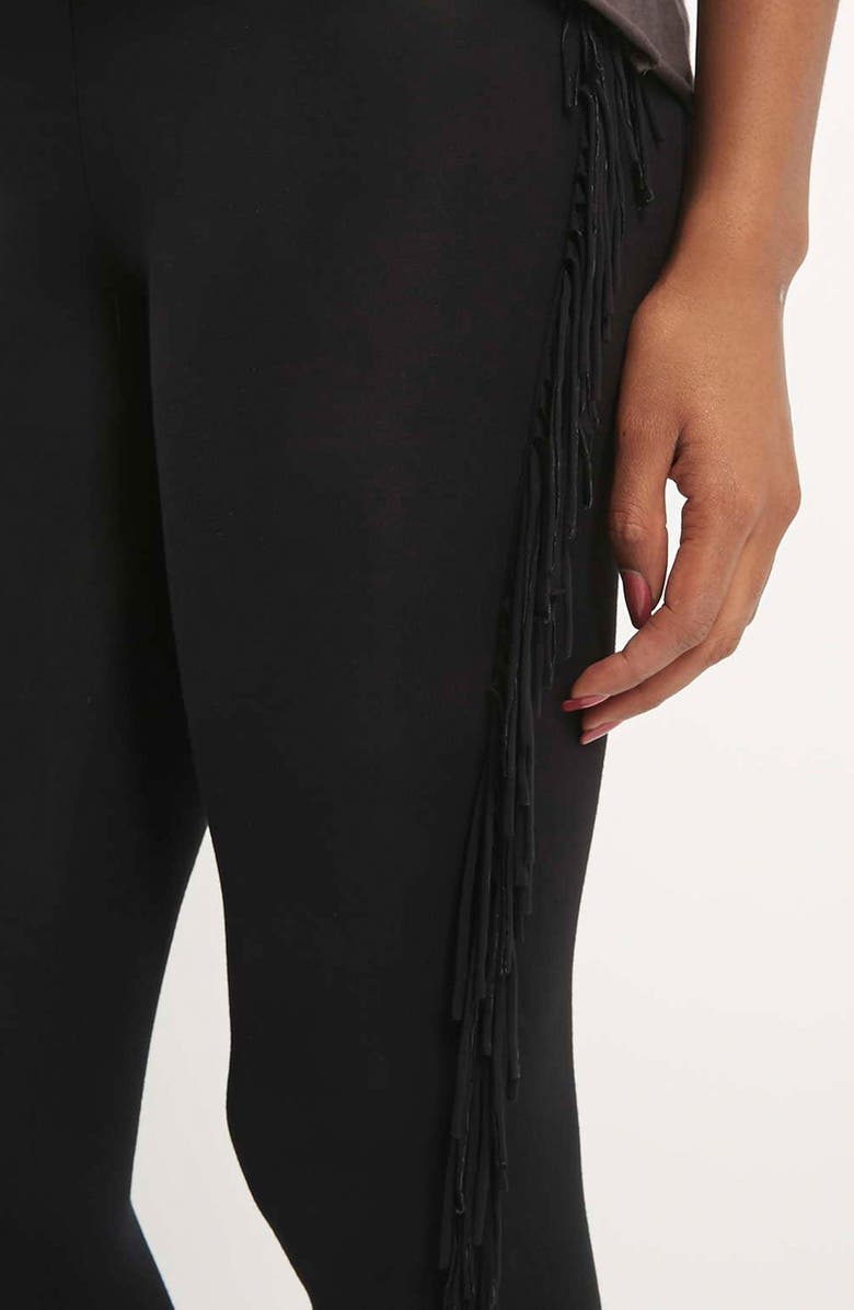 Topshop Fringe Leggings, Alternate, color, 