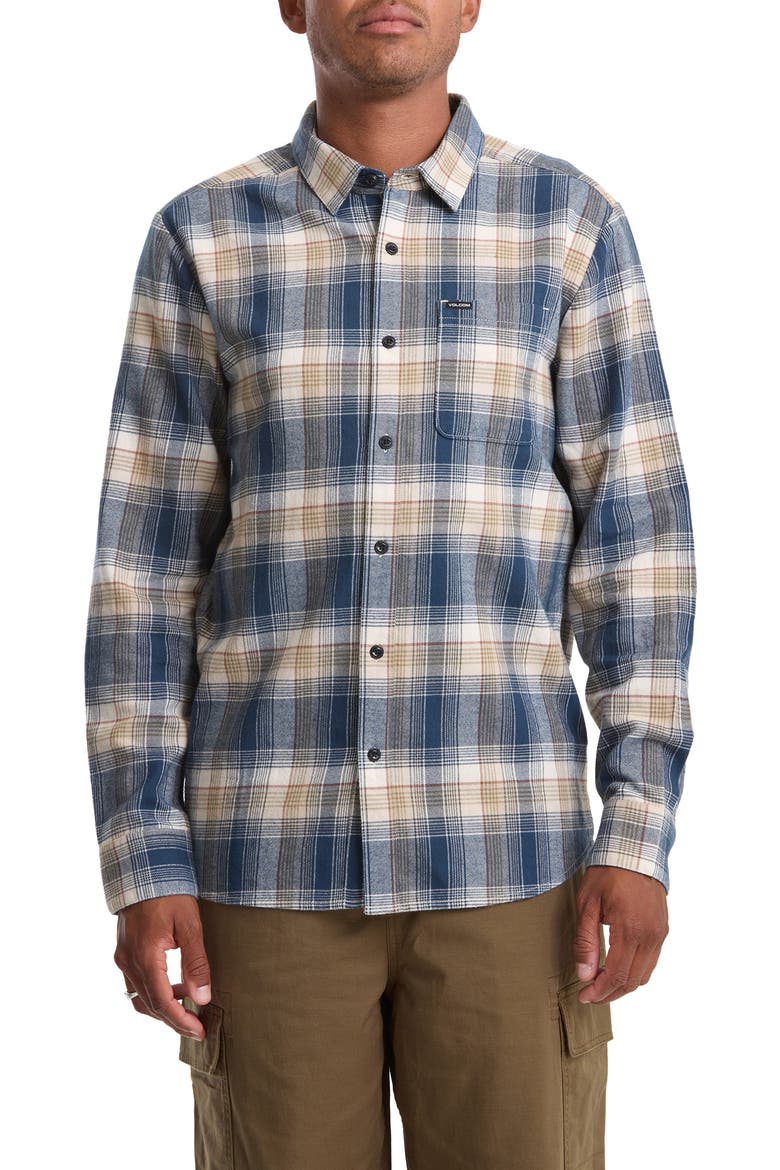 Caden Plaid Button-Up Shirt, Main, color, DIRTY WHITE