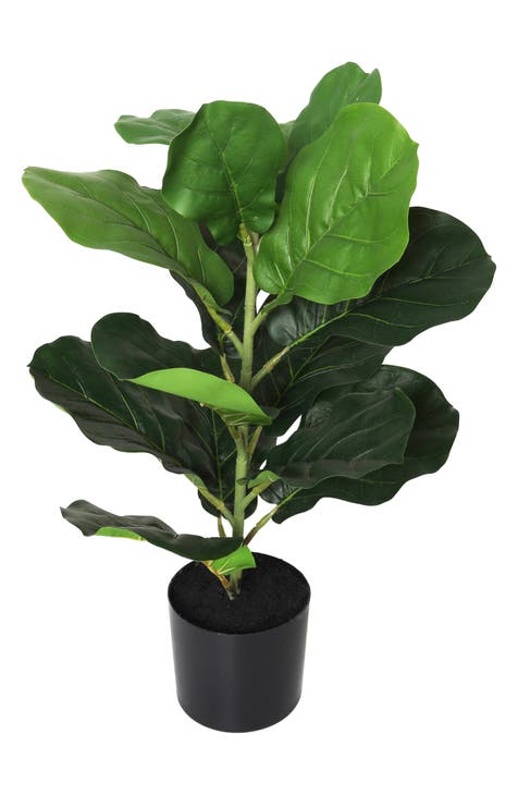 Green Faux Foliage Artificial Potted Plant