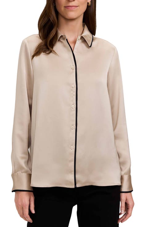 Bianca Button-Up Shirt with Piping