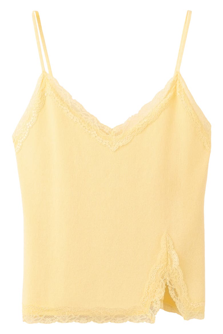 Lace Detail Rib Camisole, Alternate, color, PASTEL YELLOW