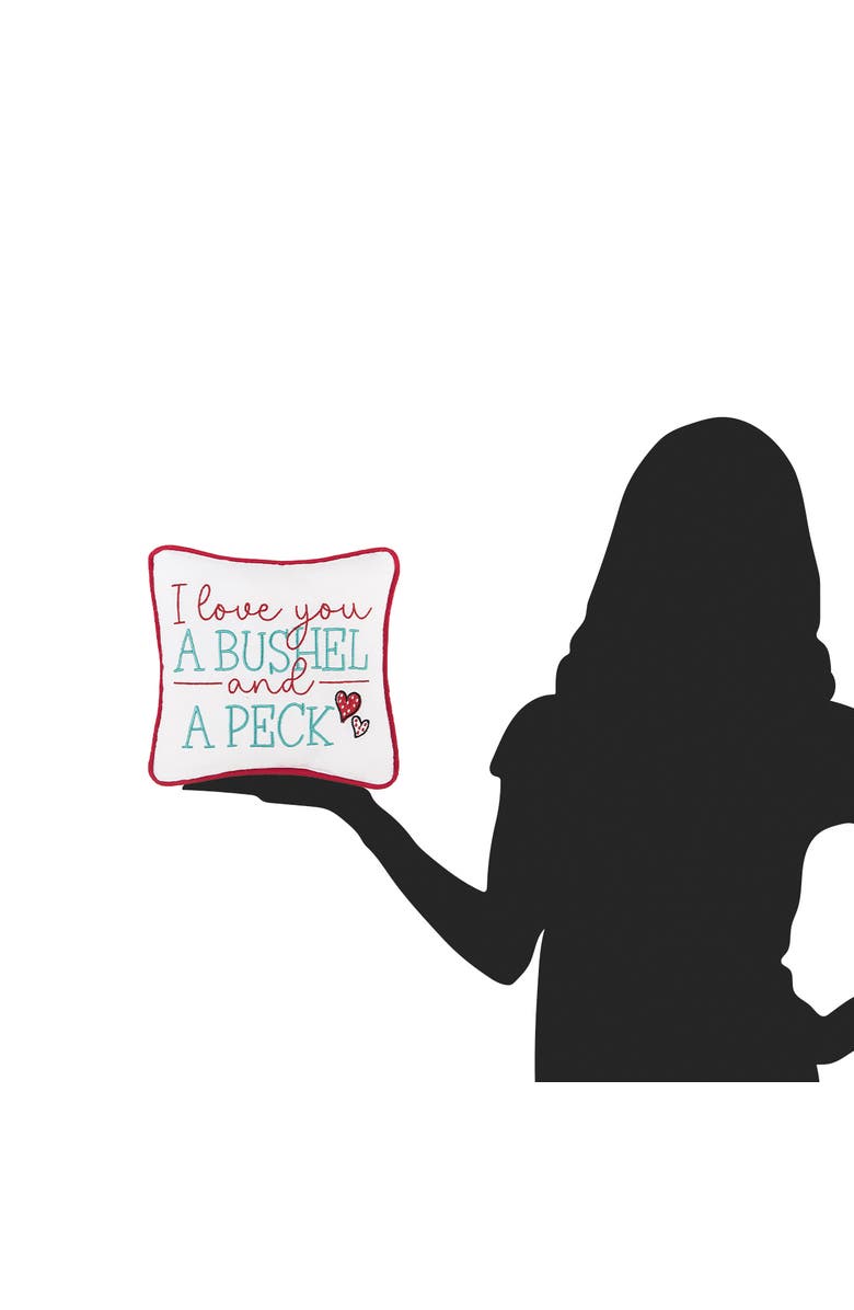 C&F Home "I Love You A Bushel And A Peck" Embroidered Mini Size Valentine's Day Accent Pillow 10" x 10", Alternate, color, 