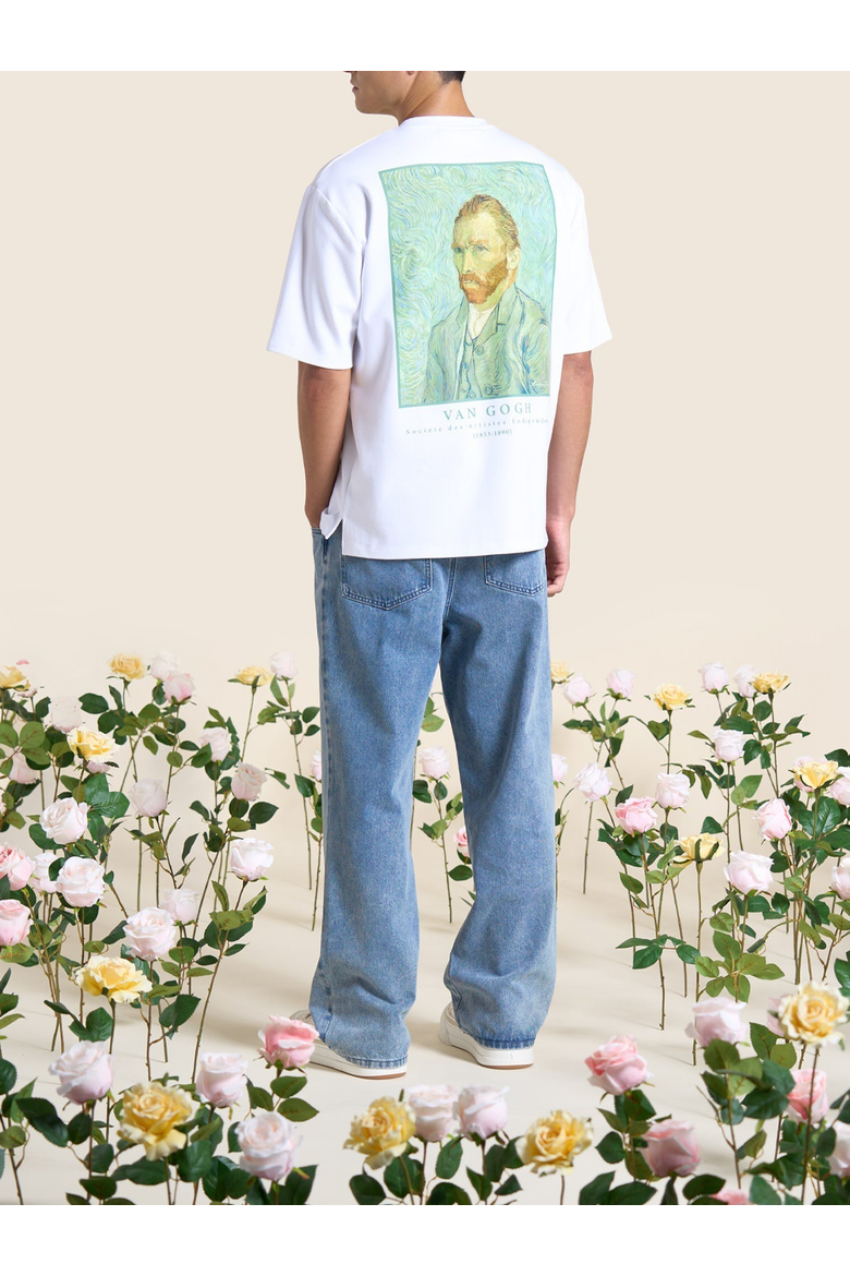 Self Portrait Van Gogh Cotton T-Shirt, Alternate, color, White