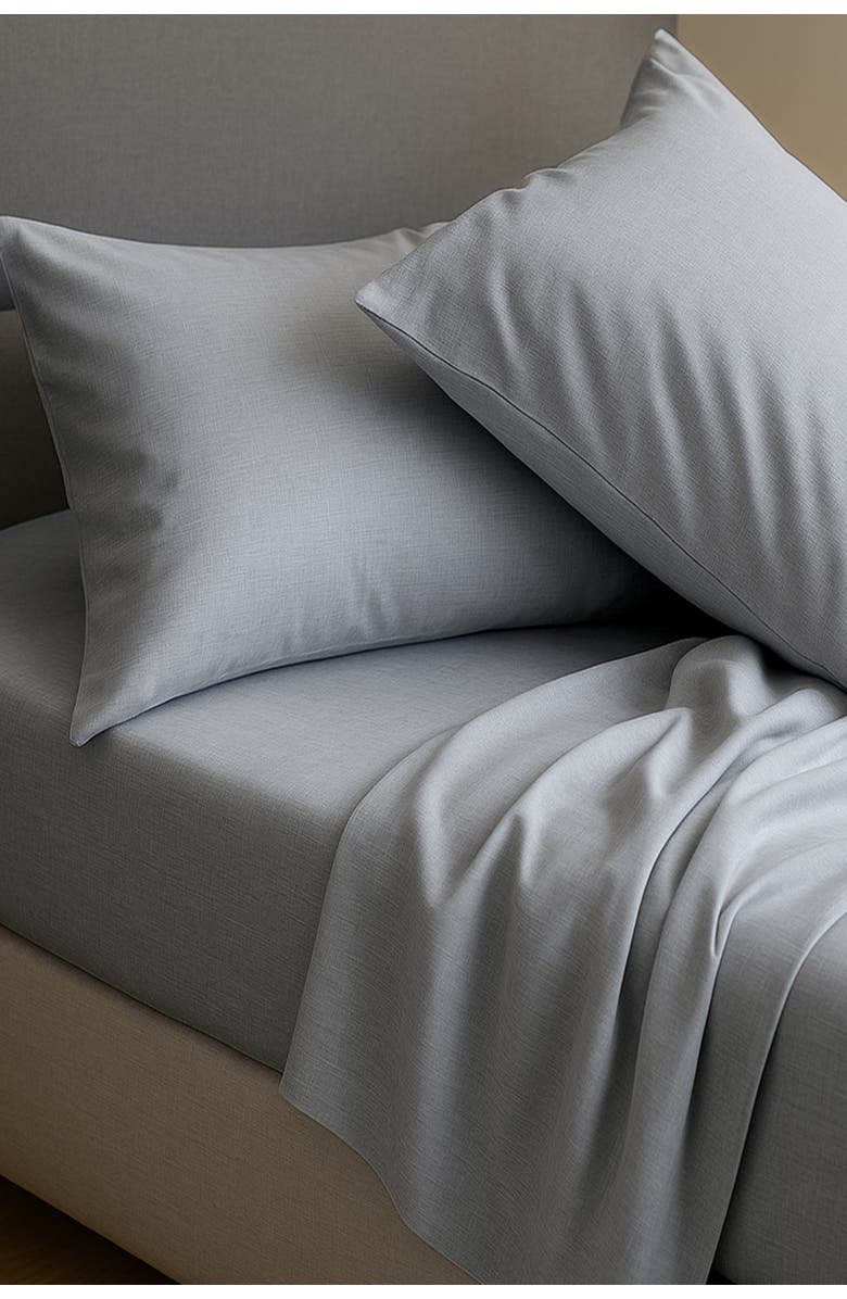 BedVoyage Melange Viscose Cotton Blend Breathable Bed Sheets, Main, color, Silver