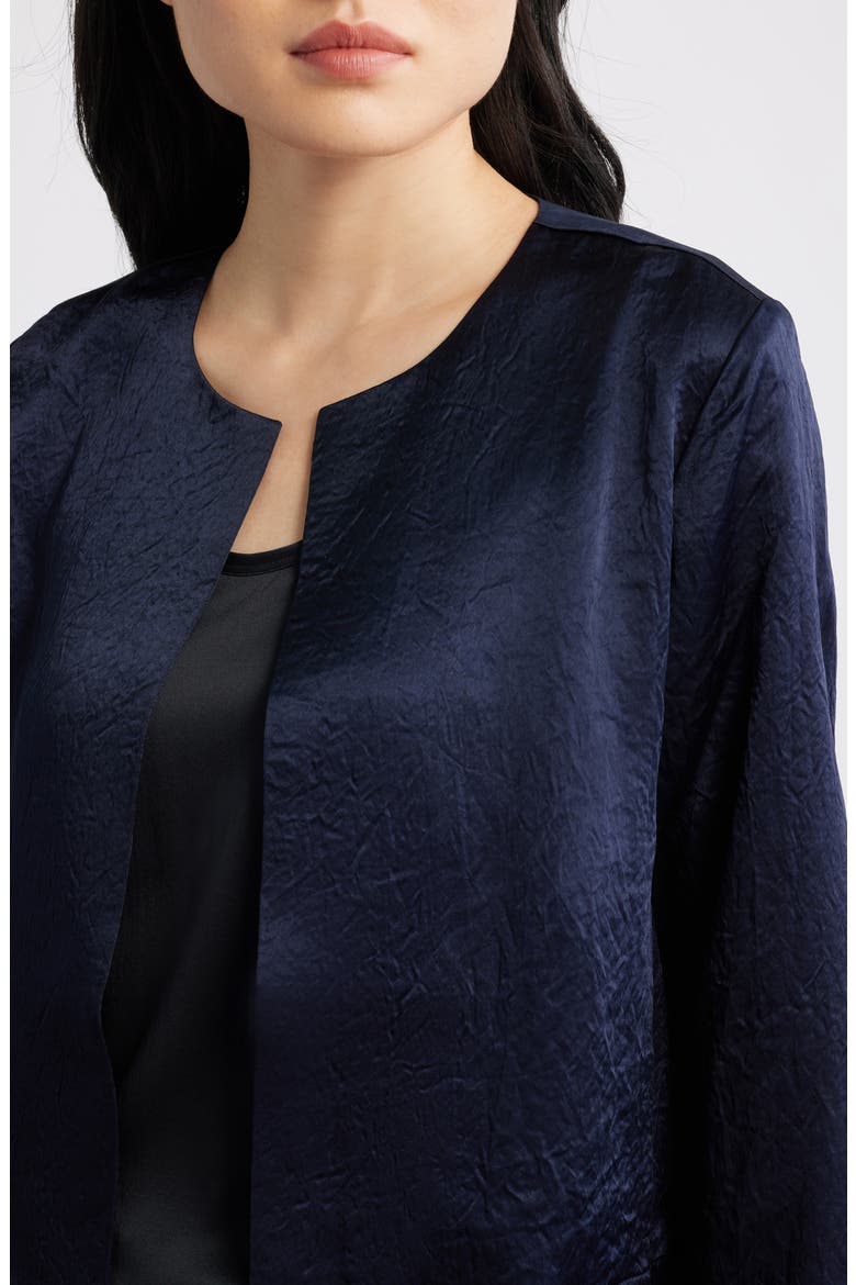 Crinkled Satin Crop Jacket, Alternate, color, INK