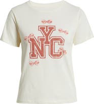 GOLDEN HOUR NYC Bows Cotton Graphic T-Shirt