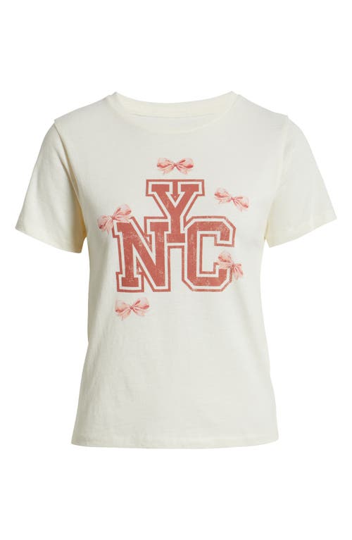Golden Hour Nyc Bows Cotton Graphic T-shirt In Marshmallow