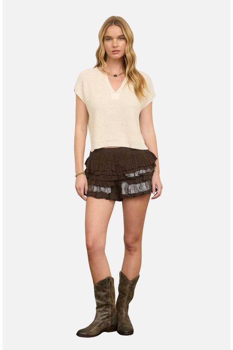Batwing Sleeve Split Neck Sweater, Alternate, color, CREAM