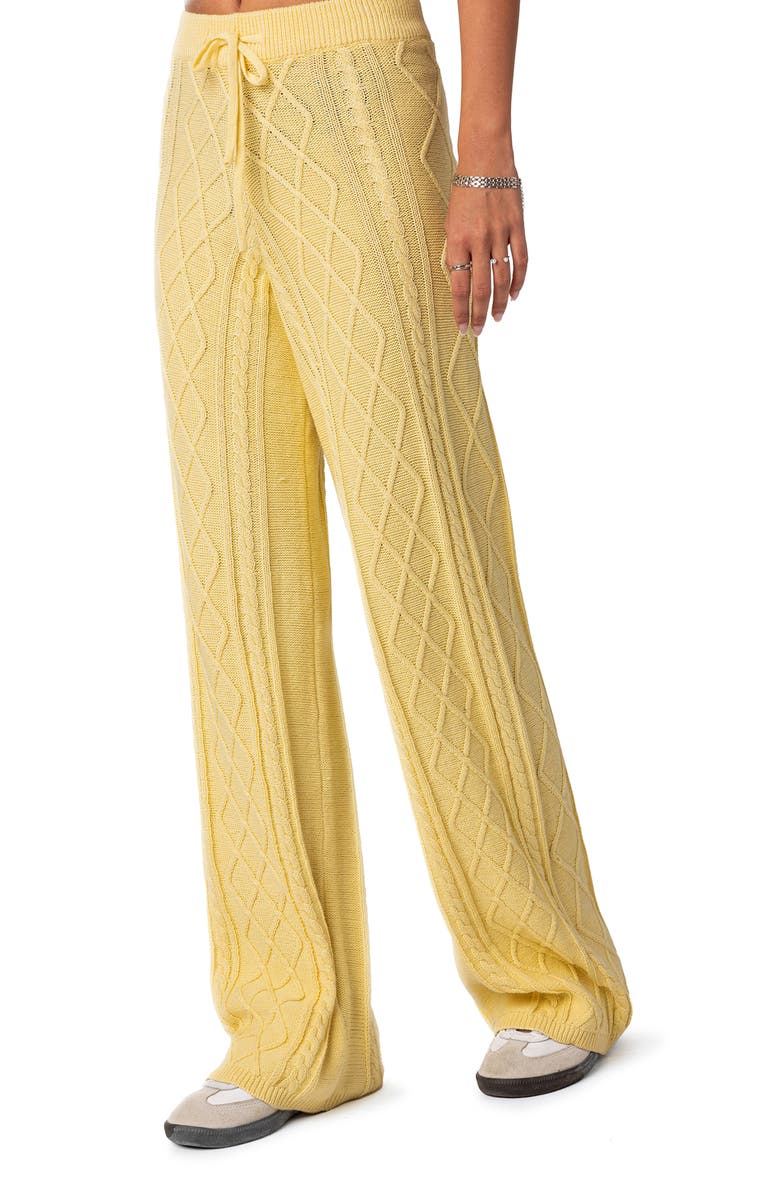 EDIKTED Kasey Cable Stitch Drawstring Pants, Alternate, color,
