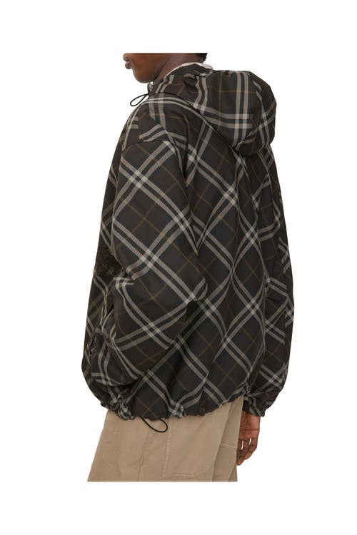 Burberry Reversible Check Hooded Jacket In Brown