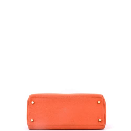 Pre-owned Hermes Hermes Kelly Handbag Orange Togo With Gold Hardware 28 In Orange