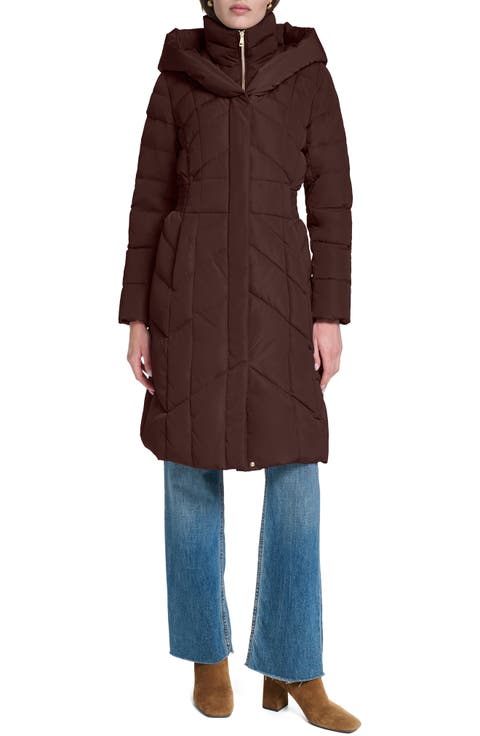 Taffeta Puffer Coat with Quilted Zip Bib