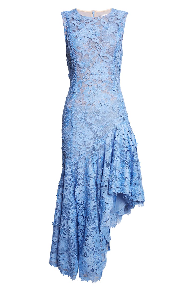 Porcelain Flowers Asymmetric Guipure Lace Dress, Alternate, color, HYDRANGEA