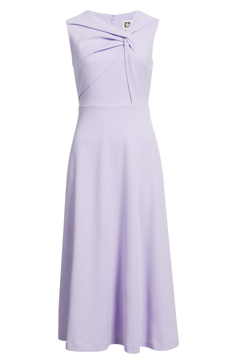 Anne Klein Twist Neck A-Line Midi Dress, Alternate, color, Pastel Lilac