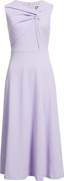 Anne Klein Twist Neck A-Line Midi Dress