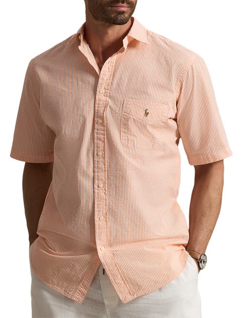 Big & Tall Seersucker Stripe Sport Shirt