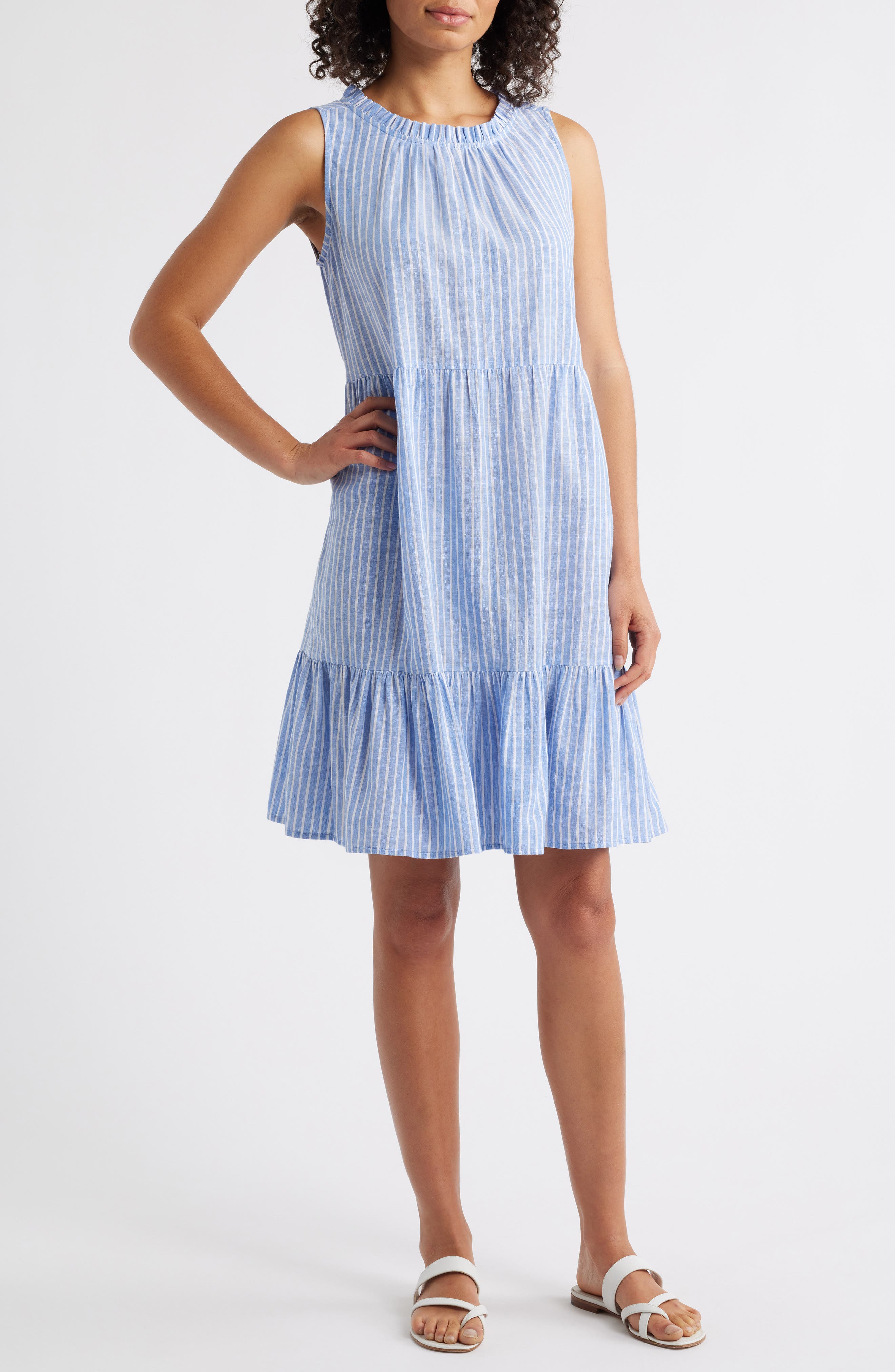 Saison Sleeveless Tiered Linen & Cotton Dress