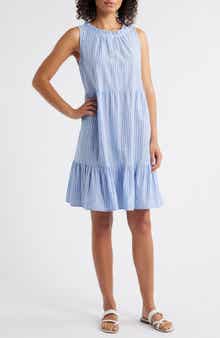 Saison Sleeveless Tiered Linen & Cotton Dress