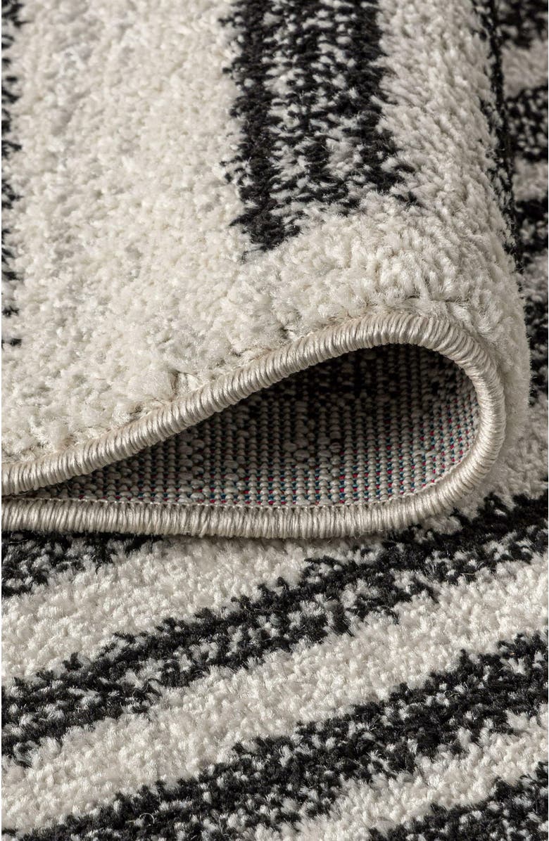 JONATHAN Y Khalil Modern Berber Stripe Round Area Rug, Alternate, color, Cream/Black