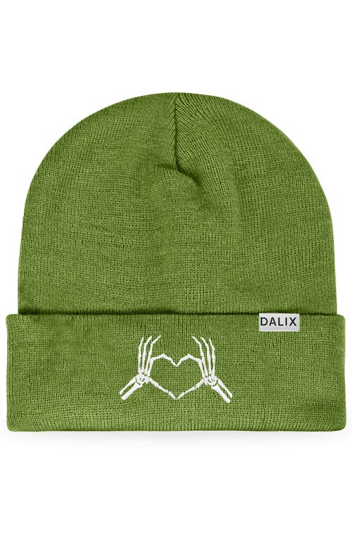 Dalix Heart Of Bones Beanie In Olive