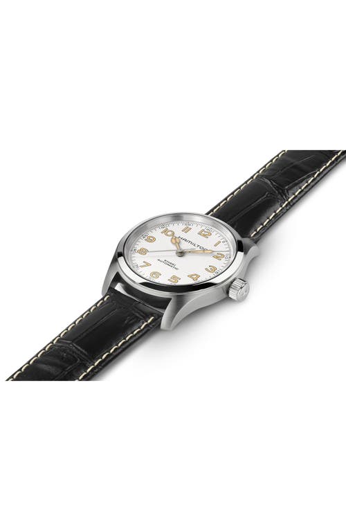 Hamilton Khaki Field Murph Automatic White Dial Black Leather Strap Men's Watch H70405710 In White