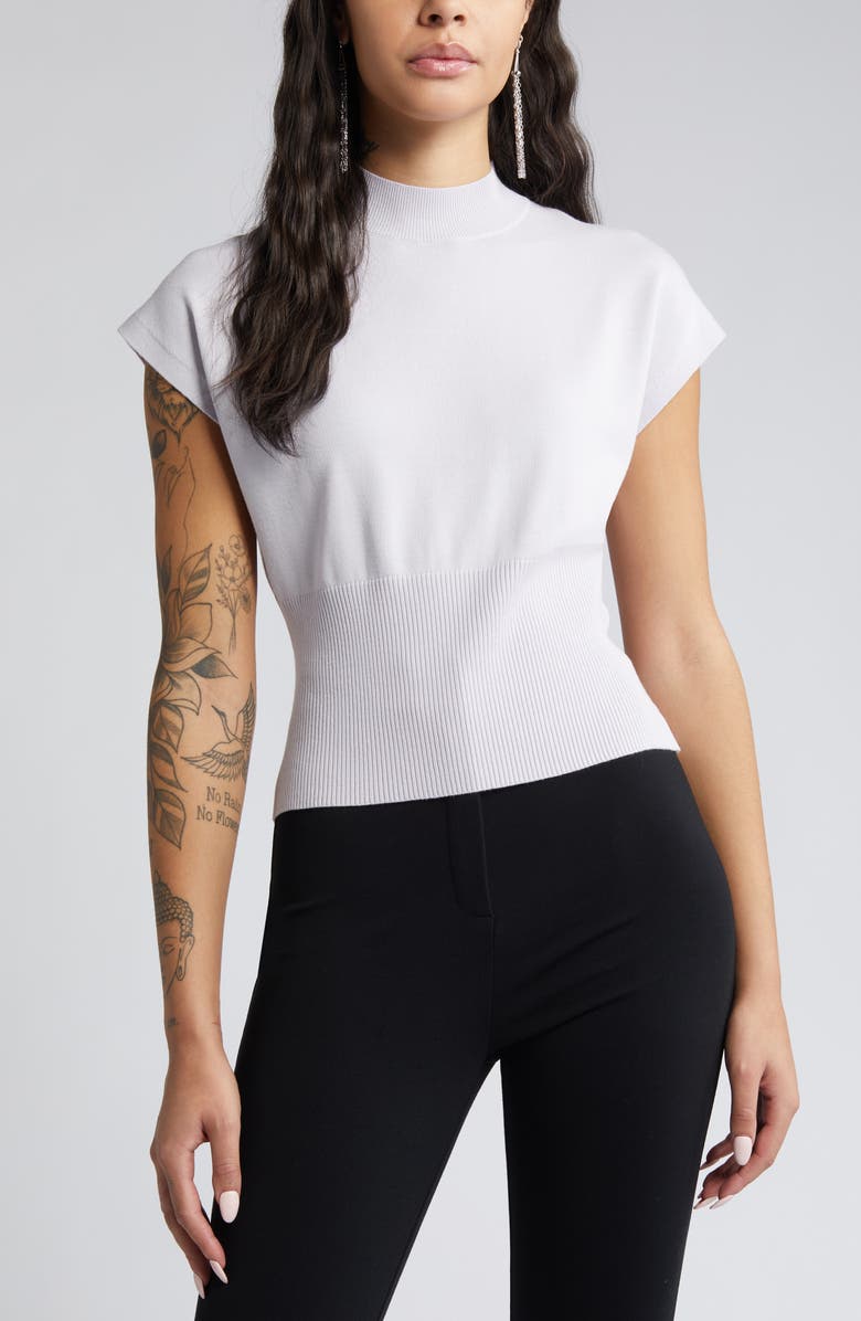 Open Edit Mock Neck Rib Sweater, Main, color, Purple Puff