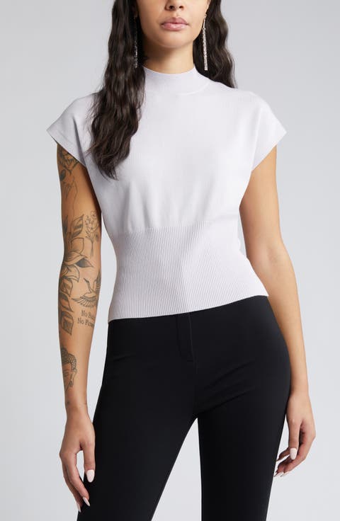 Mock Neck Rib Sweater