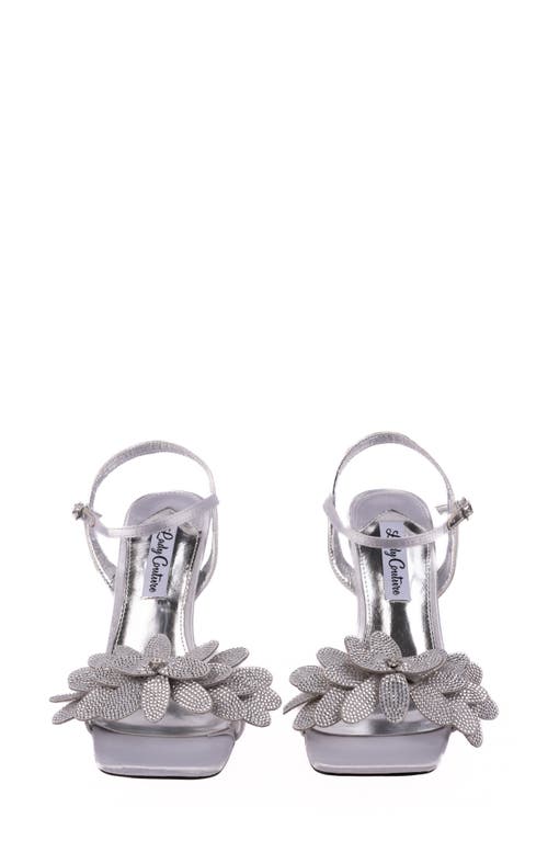 Lady Couture Lust Floral Ankle Strap Sandal In Silver