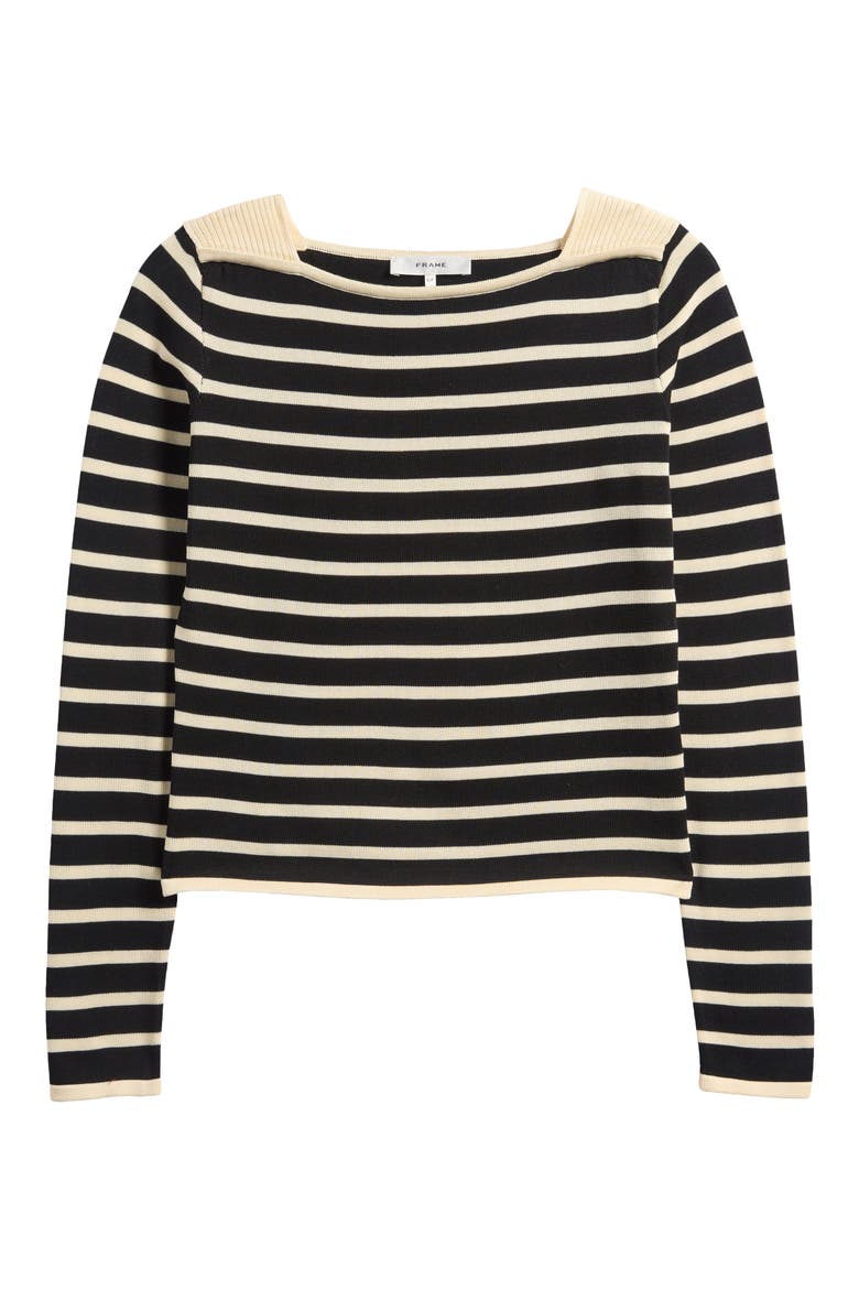 Stripe Square Neck Cotton Sweater, Alternate, color, BLACK MULTI