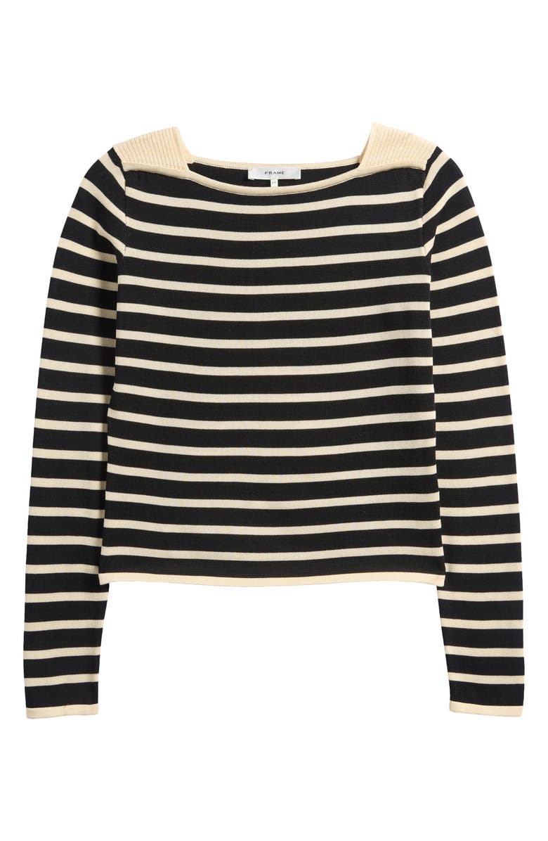 FRAME Stripe Square Neck Cotton Sweater, Alternate, color, Black Multi
