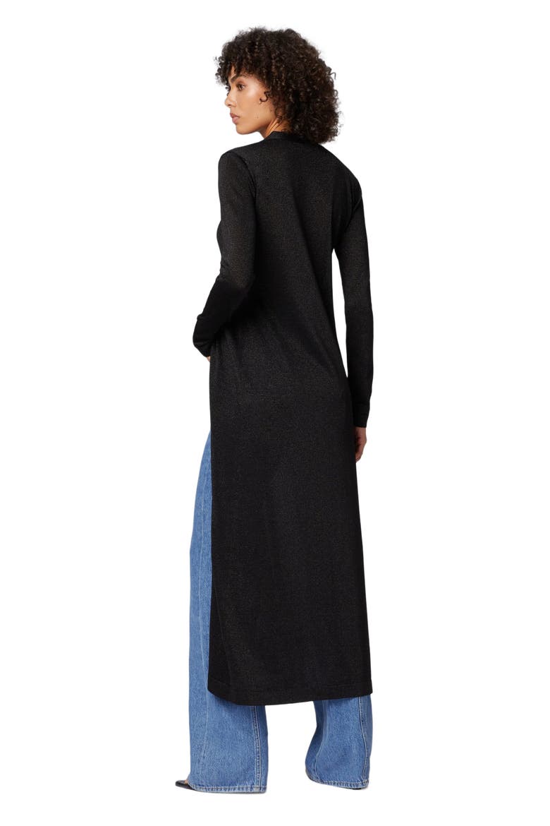 Long Lamé Viscose Cardigan With V-neck, Alternate, color, Black
