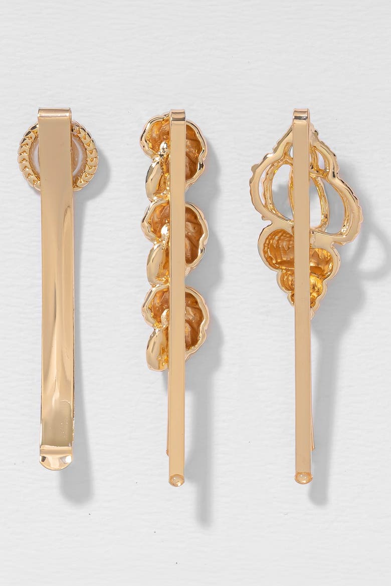 Selene Hair Pins - Set of 3 - Gold, Alternate, color, Metallic Gold