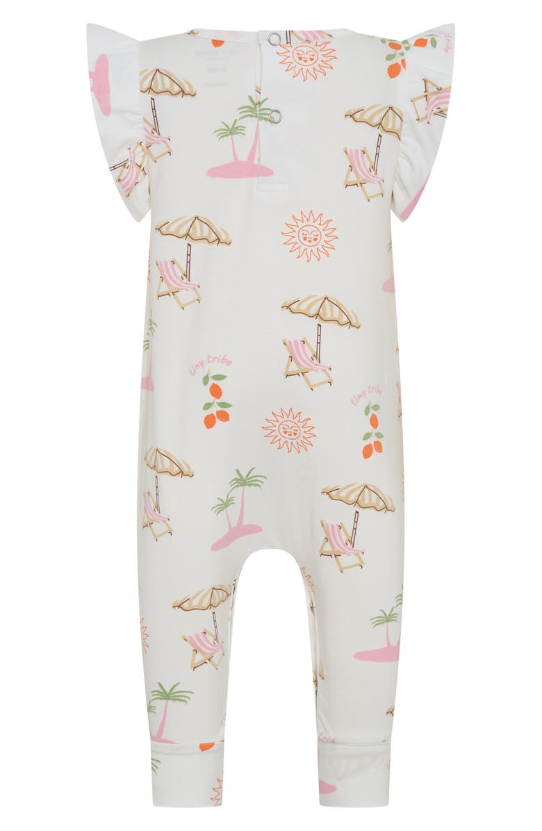 TINY TRIBE Summer Paradise Frill Romper, Alternate, color, Cream