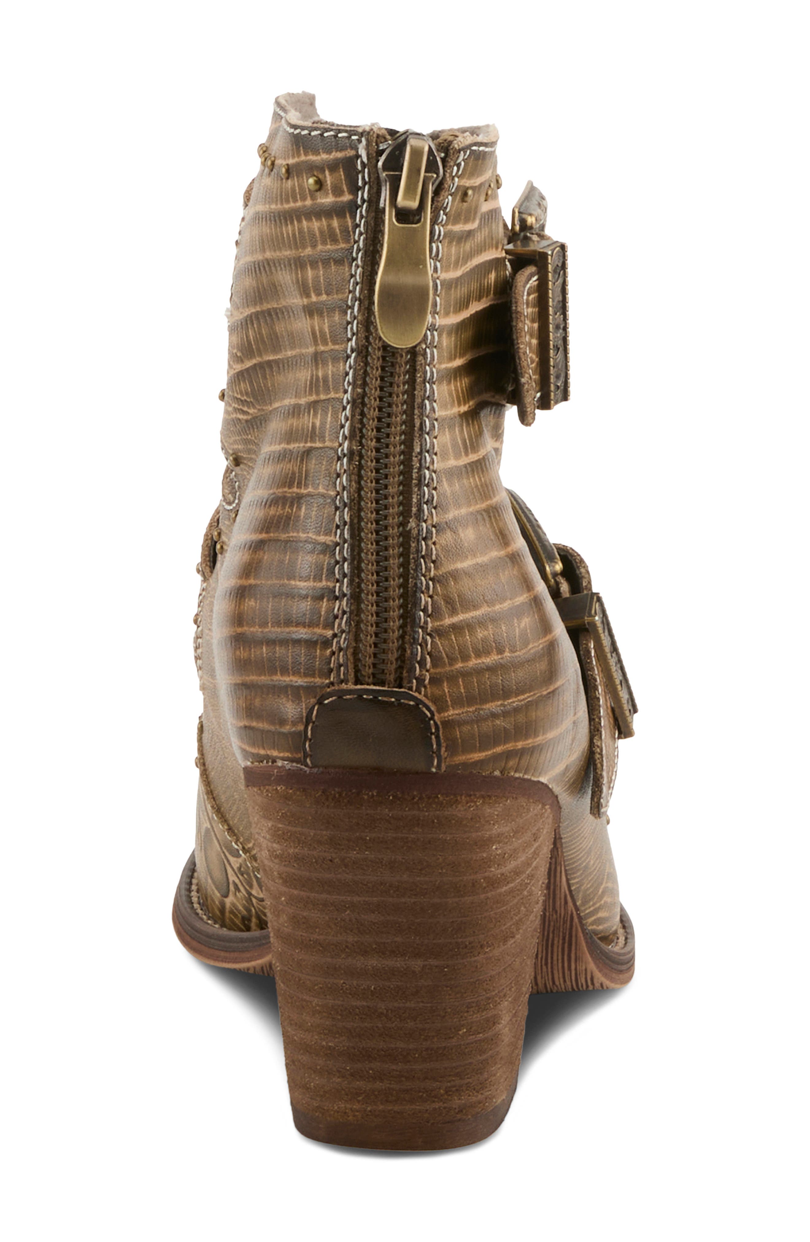 Notched Nature Buckled Bootie, Alternate, color, OLIVE GREEN
