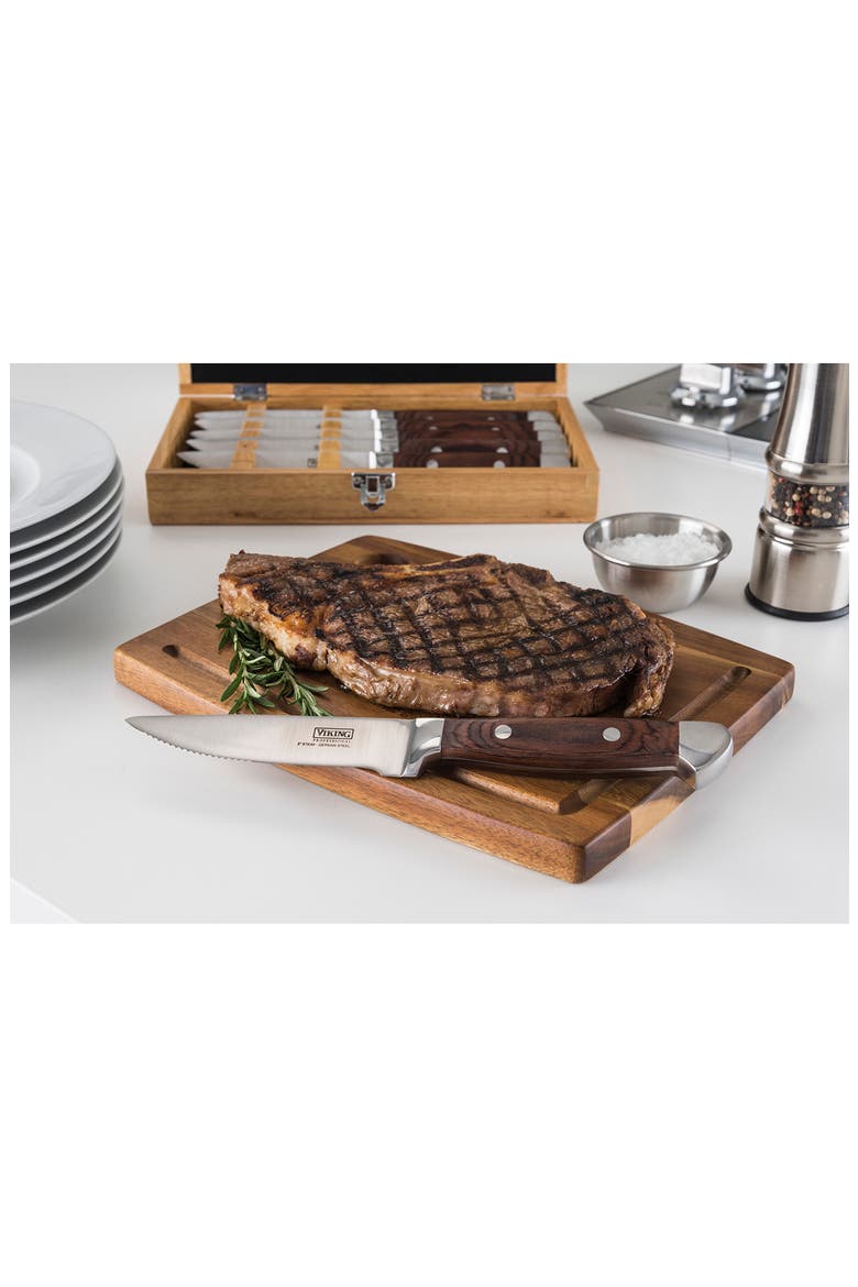 Steakhouse 6-Piece Pakka Wood Steak Knife Set, Alternate, color, RED