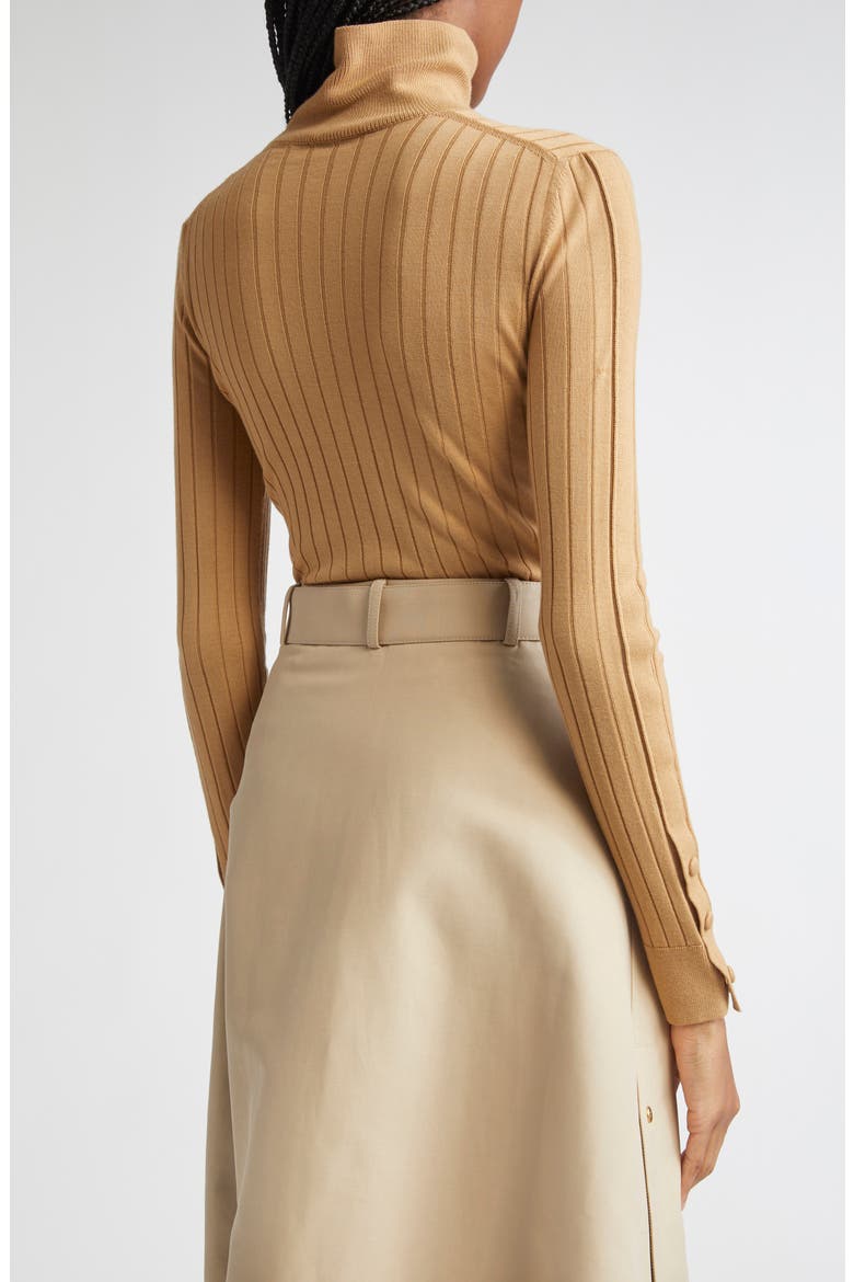 Virgin Wool & Cashmere Rib Turtleneck Sweater, Alternate, color, WARM BEIGE