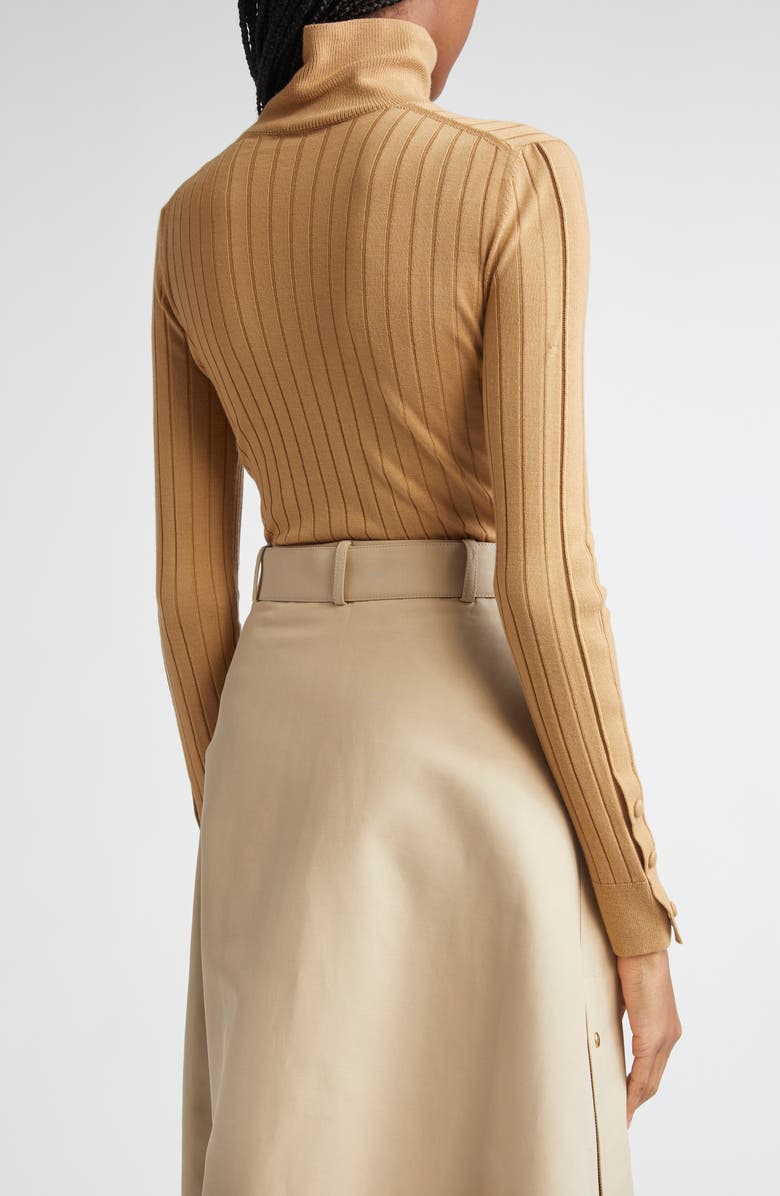 Moncler Virgin Wool & Cashmere Rib Turtleneck Sweater, Alternate, color, Warm Beige