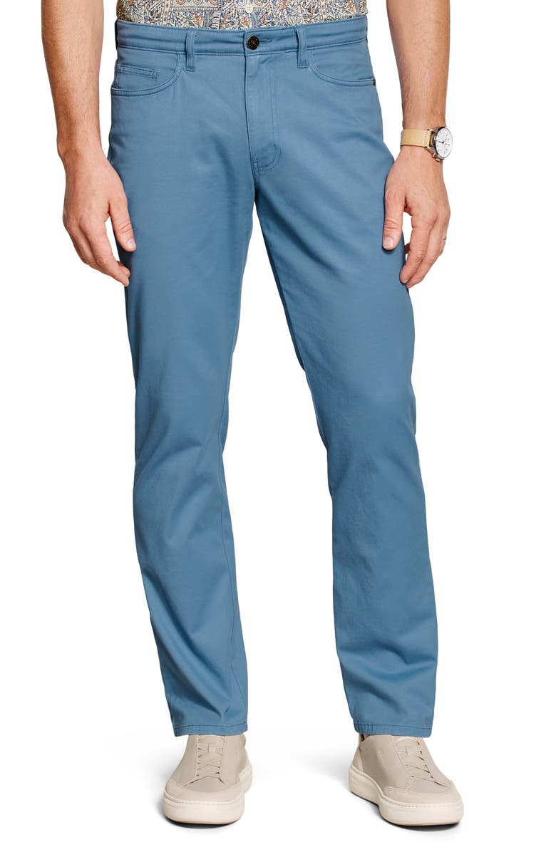 Johnston & Murphy Straight Leg Stretch Cotton 5-Pocket Pants, Main, color, Blue
