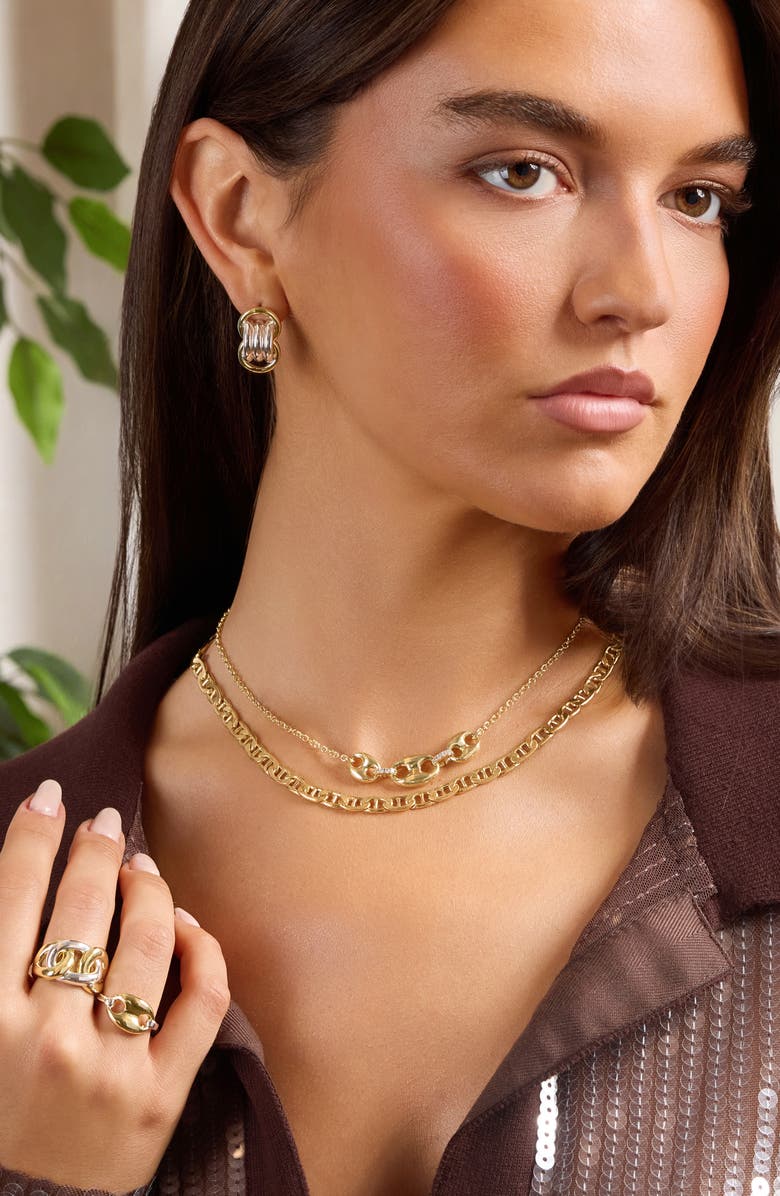 ATHRA LUXE Double Circle Drop Earrings, Alternate, color, Silver