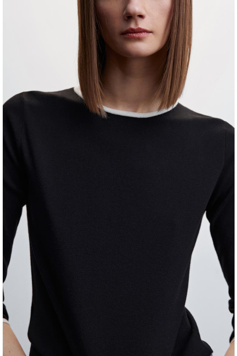 Tipped Crewneck Sweater, Alternate, color, BLACK