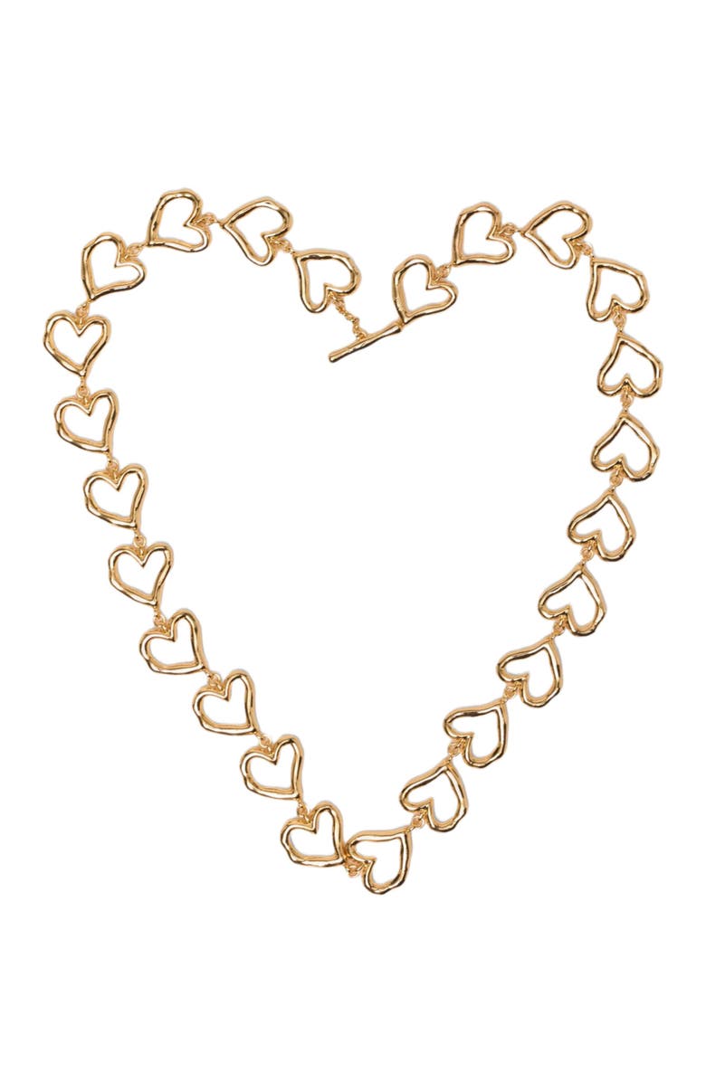 maje Gold-plated heart necklace, Alternate, color, Light Gold