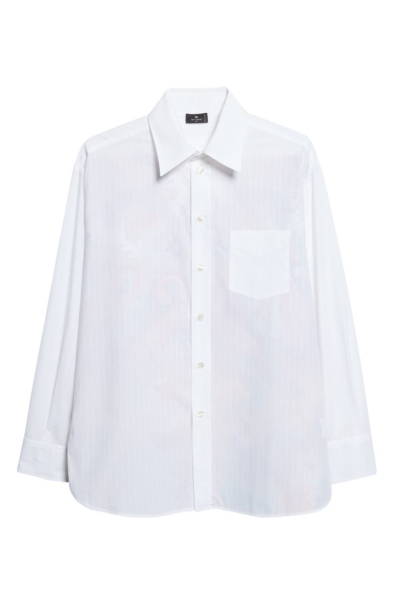 Etro Paisley Print Silk Back Button-Up Shirt, Alternate, color, Print On White Base