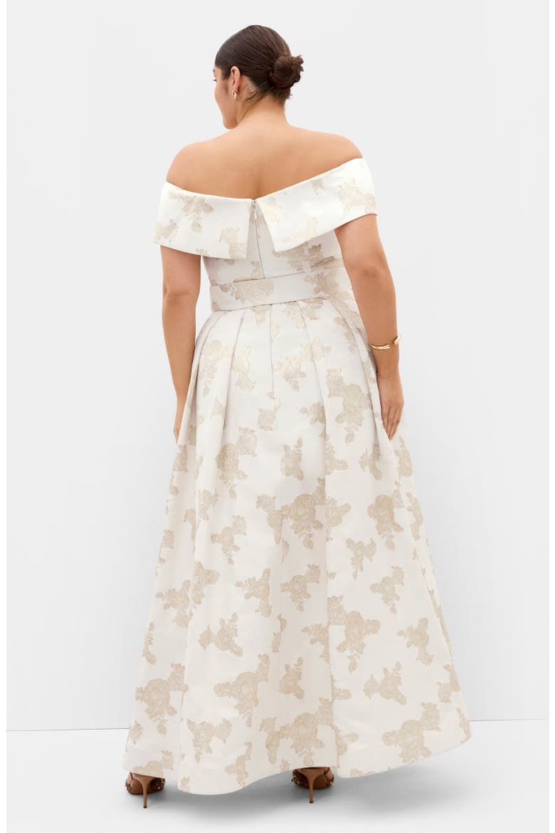 High Status Off the Shoulder Midi Dress, Alternate, color, GOLDEN GARDEN