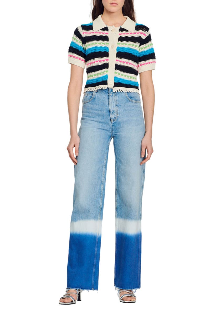 SANDRO Bonny Dip Dye Raw Hem Jeans, Alternate, color, 