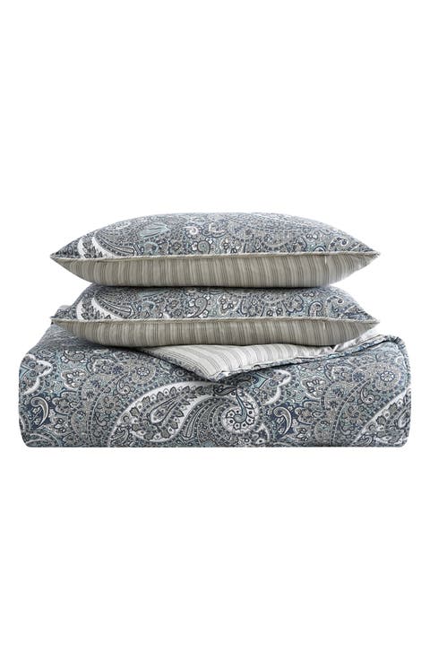 Lancaster Reversible Cotton Sateen Comforter & Sham Set