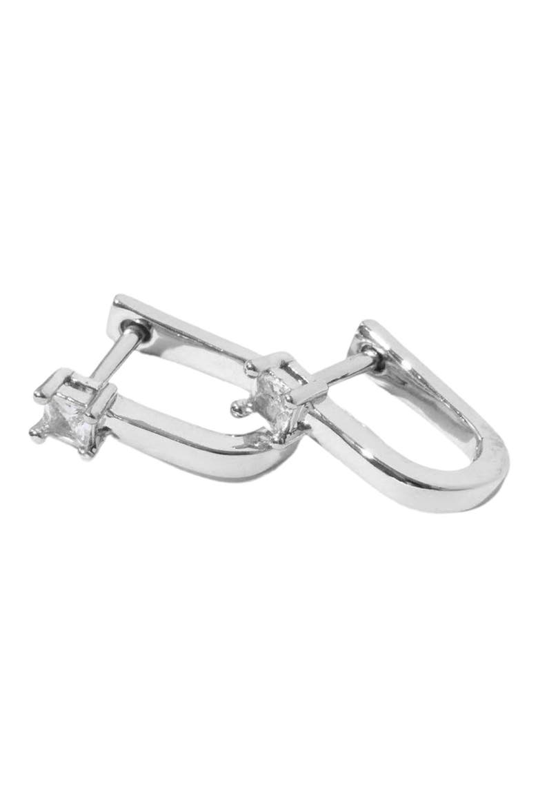 Valentina Cubic Zirconia Huggie Hoop Earrings, Main, color, SILVER