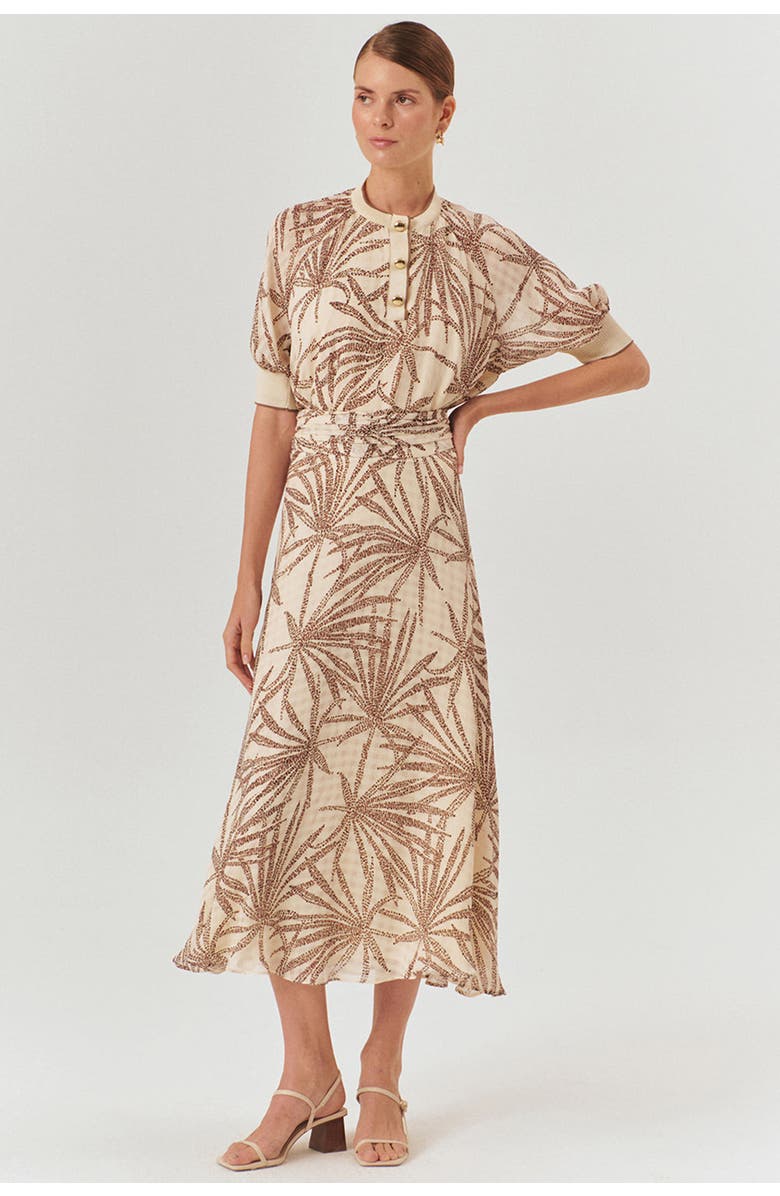 Exquise Drawstring Waist Midi Skirt, Alternate, color, Brown-Beige